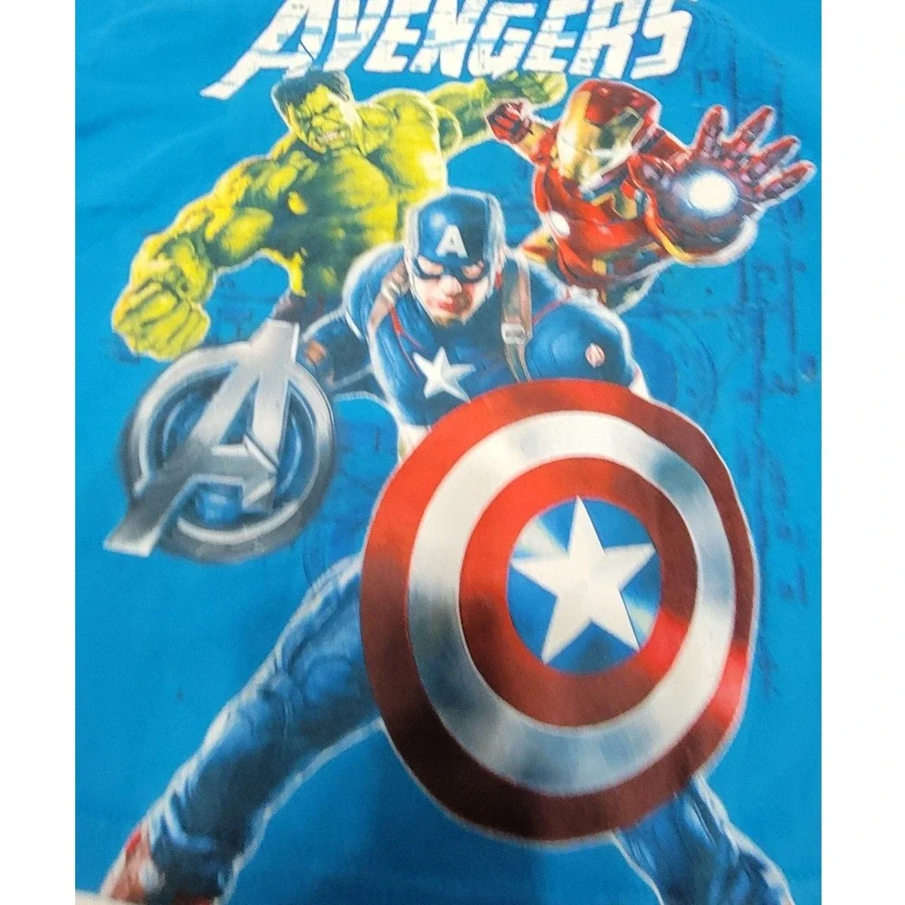 Marvel Avengers Age of Ultron Blue Graphic T-Shirt Kids Size S/M Hulk Iron Man - Picture 2 of 4
